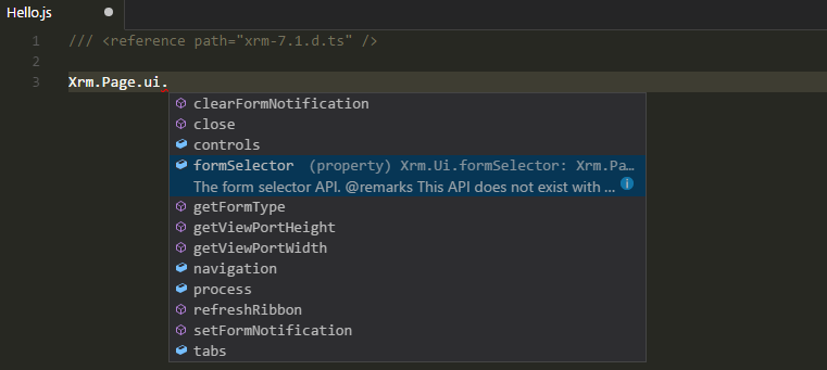 XRM.page Intellisense in Visual Studio Code
